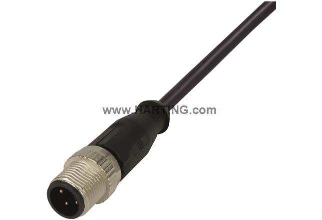 M12 Cable Assembly A-cod st/- m/- 1,0m