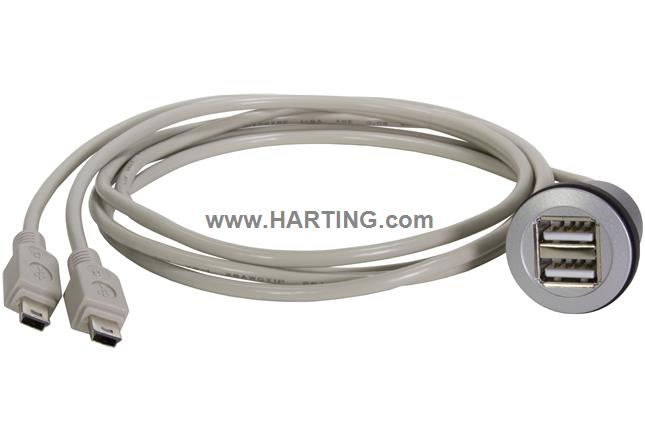 har-port USB 2.0 2x A - Mini-B 1m