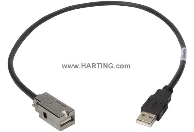 USB A2.0 - USB A2.0 recept., 0,4m cable