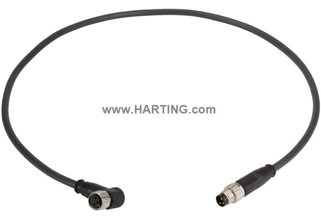 M8 Cable 3-poles an/st f/m 2,0m | HARTING