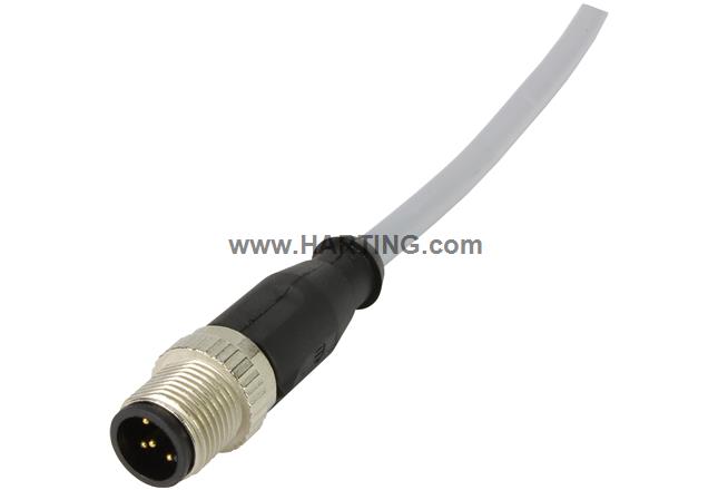 M12 Cable Assembly A-cod st/- m/- 7,5m