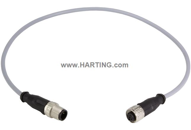 M12 Cable Assembly A-cod st/st m/f 1,5m