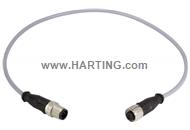 M12 Cable Assembly A-cod st/st m/f 1,0m
