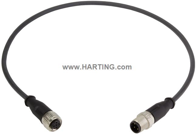 M12 Cable Assembly A-cod st/st m/f 10,0m