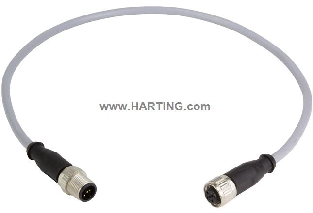 M12 Cable Assembly A-cod st/st m/f 2,0m