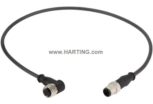M12 Cable Assembly A-cod st/an m/f 3,0m