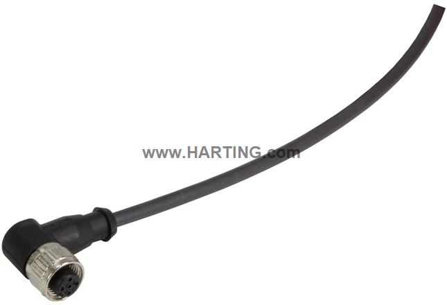M12 Cable Assembly A-cod ang/- f/- 10,0m