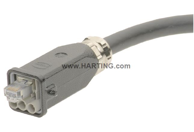 IP67, hybr. cable plug CAT 5, DC, 5m