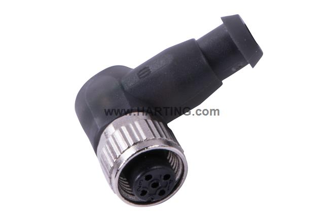 M12 A4 angled female LED unshld