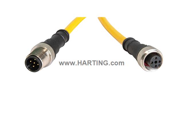 M12 A-cod 5-pol st/st m/f PVC 2m
