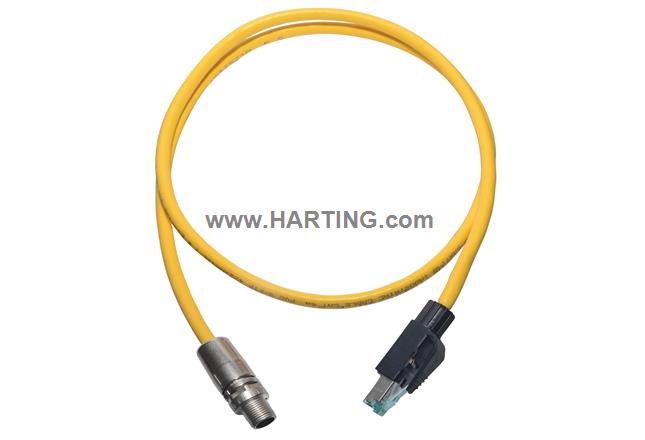 RJ45 - M12 x-code Cable Assy 1m PVC