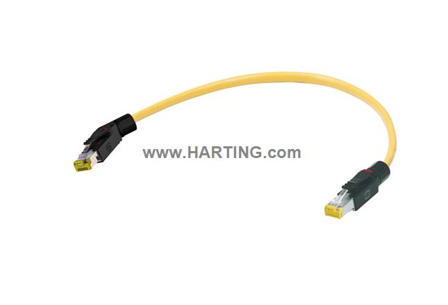 RJI 10G ang. cab.assy, Cat6a, PVC, 3m