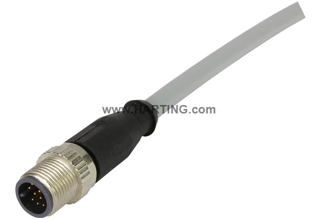 M12 Cable Assembly A-cod st/- m/- 0,5m