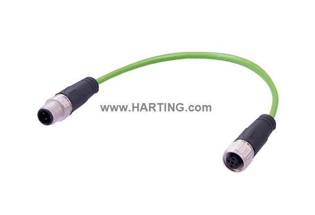 M12 Cable Assembly D-cod st/st m/f 5,0m