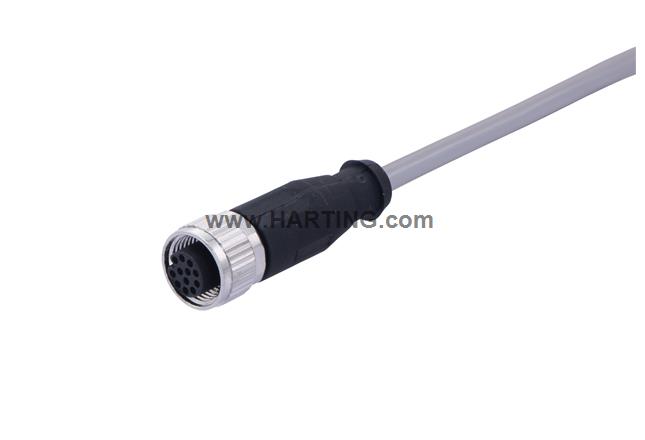 M12 Cable Assembly A-cod st/- f/- 7,5m