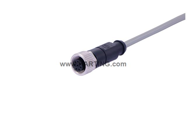 M12 A-cod 8-pole st/- f/- PVC 0.5m