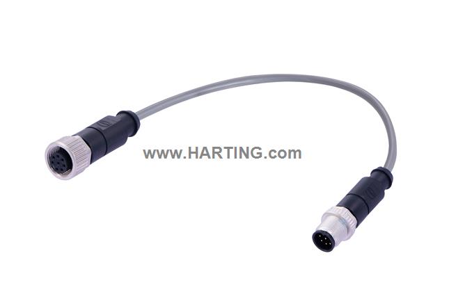 M12 A-cod 8-pole st/st m/f PVC 10.0m