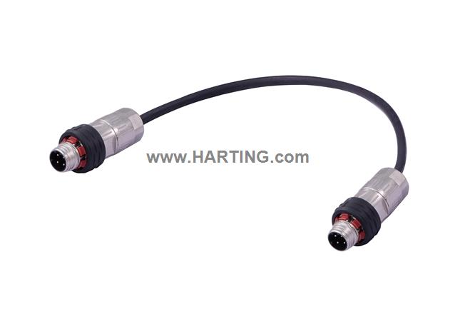 M12 D-cod 4-pol st/st m/m PPi Rail 1.0m