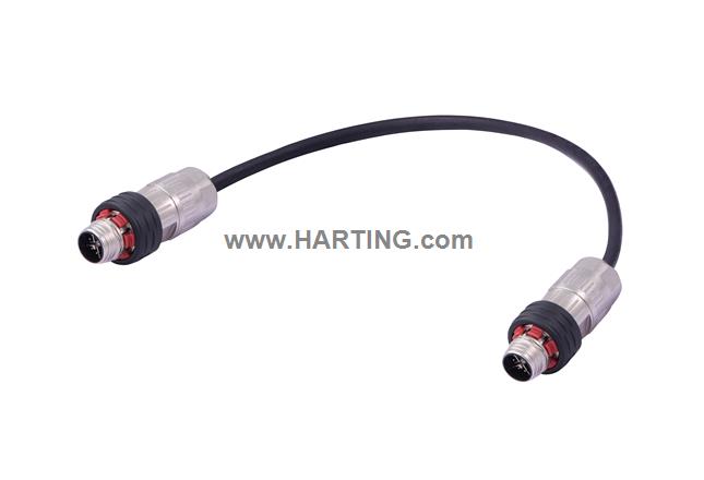 M12 X-cod 8-pol st/st m/m PPi Rail 1.0m