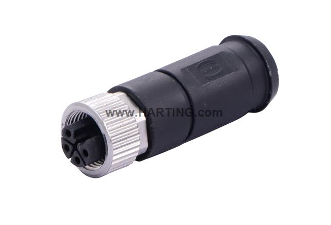 M12 Power K-cod 4+PE st/- f/- scr